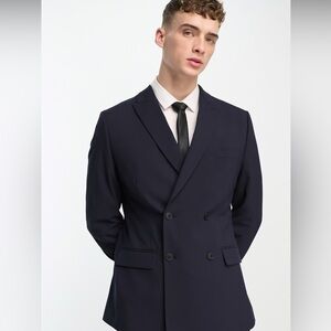 NWT! ASOS Design Wedding Skinny Double Breasted Navy Suit